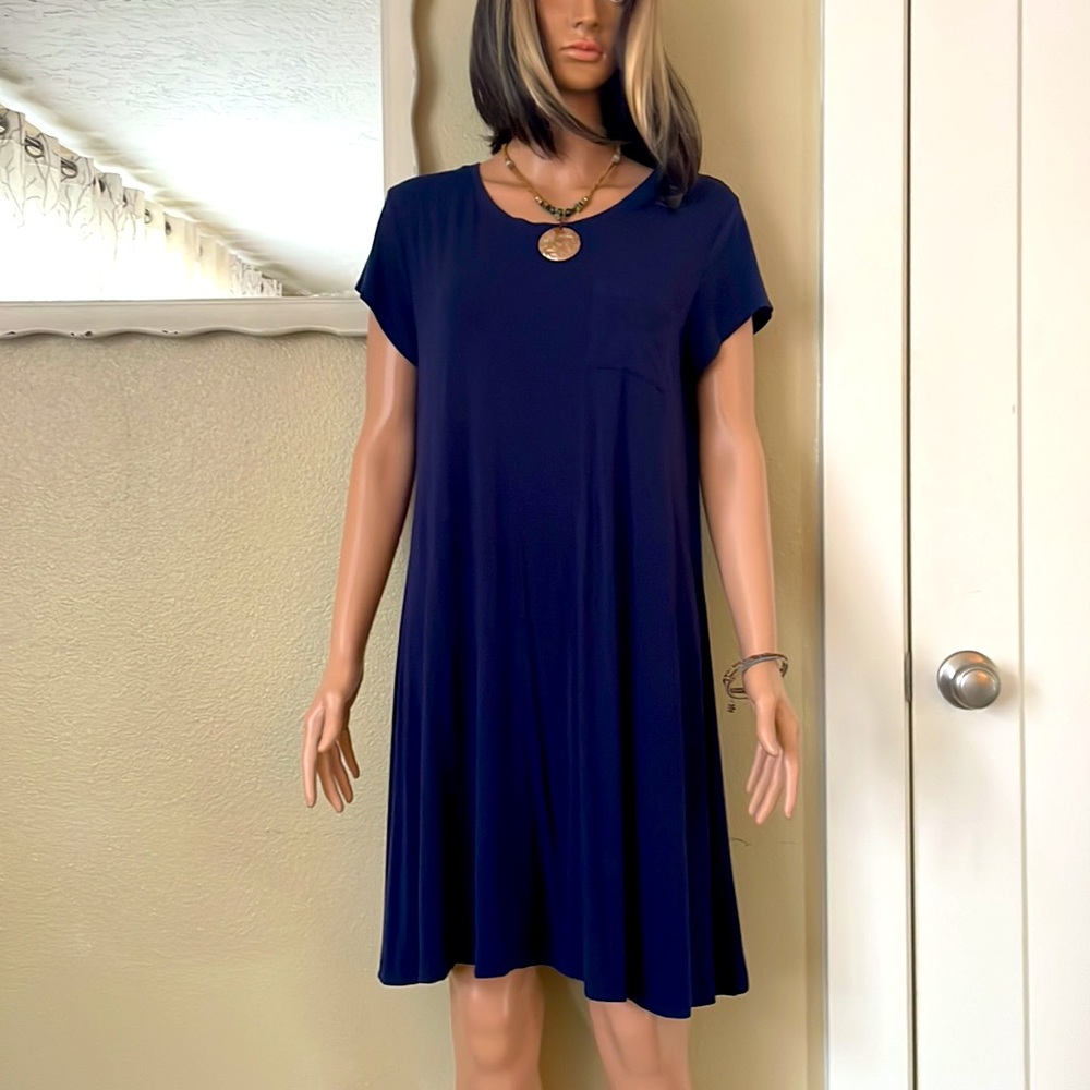 Petite Jersey Blue Tunic Blouse/mini dress L